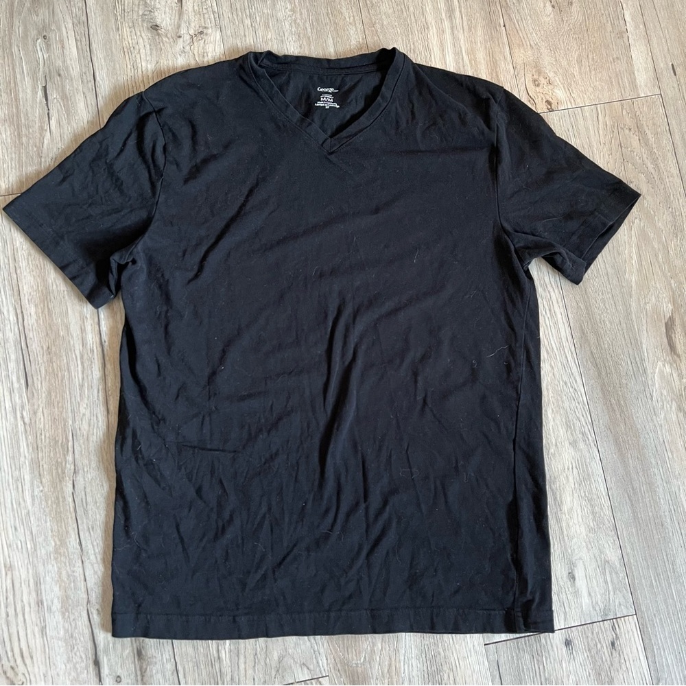 George Men's Black V-Neck Tee
